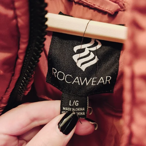 Y2K Rocawear Quilted Puffer Parka Jacket w Sherpa Hood Multi Pockets & Zip Sides - Picture 11 of 16